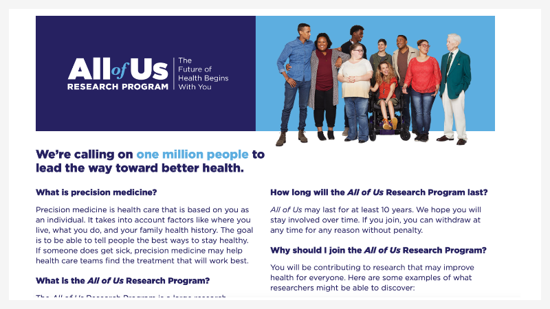 All of Us Program FAQ One Pager